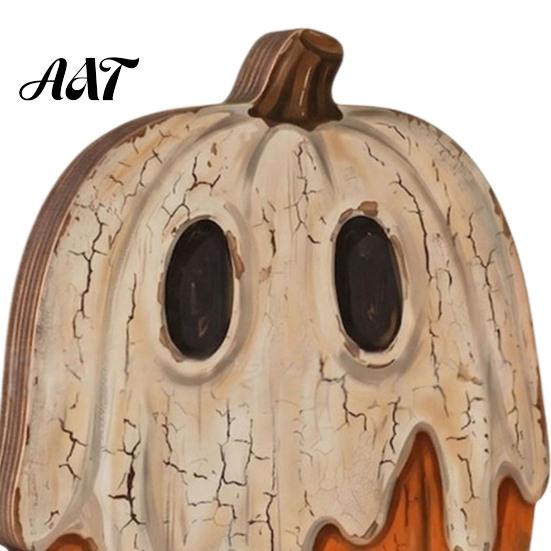 Atmospheric Retro Interior Ornaments Halloween Wooden Ornaments, Distressed Pumpkin/Cat Decorations, Desktop & Wall Unique Handcrafted Wood Decors for