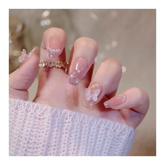 Nail Tips, 24 pieces, Nail Tips, Short False Nails, Spring/Summer Nail Tips, Popular, Japanese Style, Cute, Simple, Stylish, Can be used for Coming
