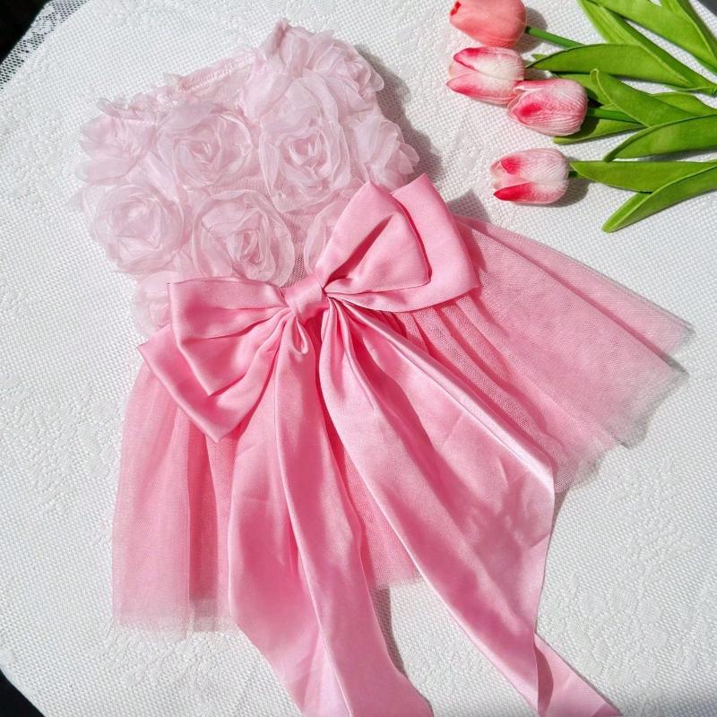 Rose Wedding Dress Pink Princess Tulle Puffy Skirt, Suitable for Weddings, Parties, Pets