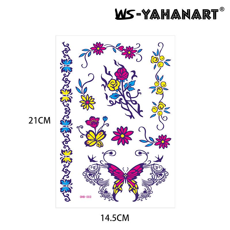 Creative Fluorescent Butterfly Face Tattoo Sticker Nightclub Bar Rose Sticker Flower Arm Waterproof Eco-Friendly Tattoo Sticker
