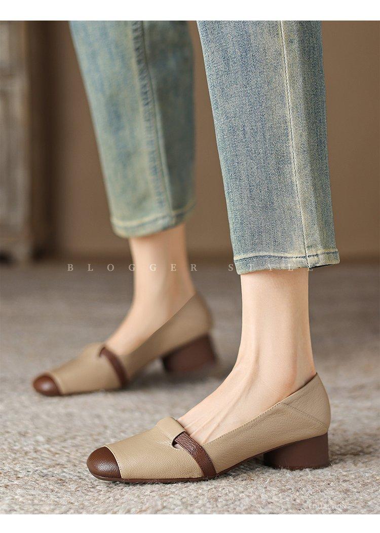 Autumn Women’s Soft Leather Vintage Mary Jane Shoes – Chunky Heel, Comfortable Soft Sole, Stylish & Versatile 35