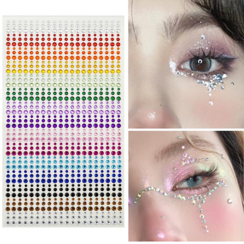 Göz Yüz Vücut Elmas Dövme Çıkartmaları Renkli Simli Rhinestone İnci Çıkartma Parti Makyajı İçin Yüz Dekalı Mücevher Aksesuarı