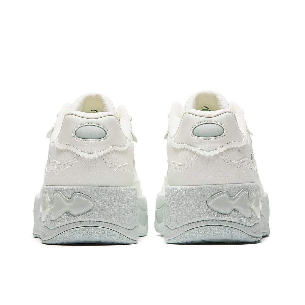 Anta Seaweed 3.0 Trendy Fashion Comfortable Versatile Thick Sole Height Increasing Skate Shoes Kids Sneaker White Gray 922628011-2