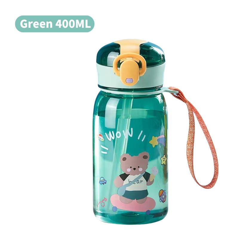 400/650ML Free BPA Leakproof Water Bottle Kids Water Cup Creative Cartoon Cup with Straw Portable Plastic Water Cup for Children