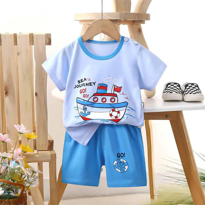 2026 Summer Kids O-Neck Short Sleeve Top Suits Baby Spring Cartoon Short Pant Two-pieces Set Suit for Girl Boy