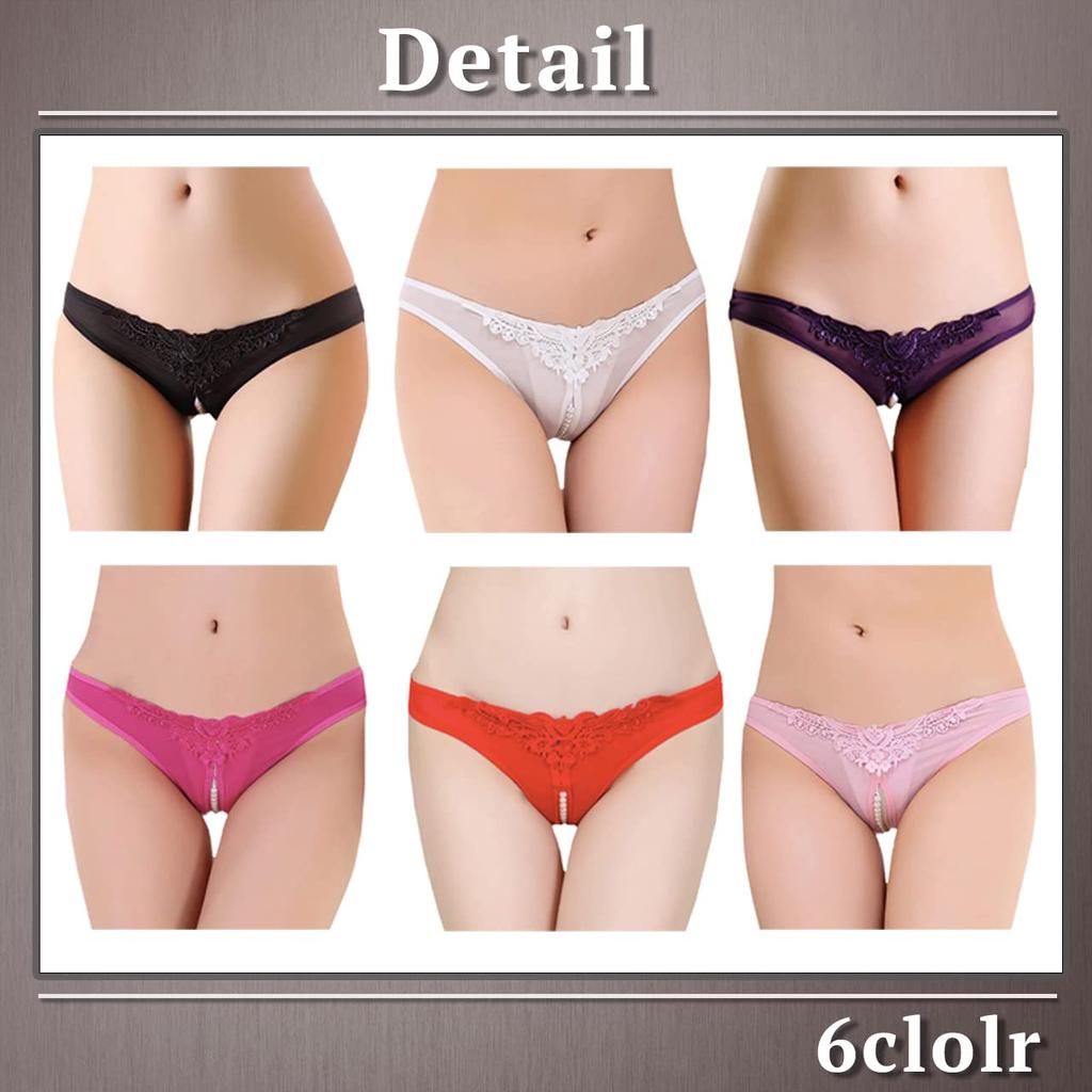 ONE LIMITATION Embroidered Pearl PT016 Women's T-Back Panties, Underwear, Lingerie, (4. White)