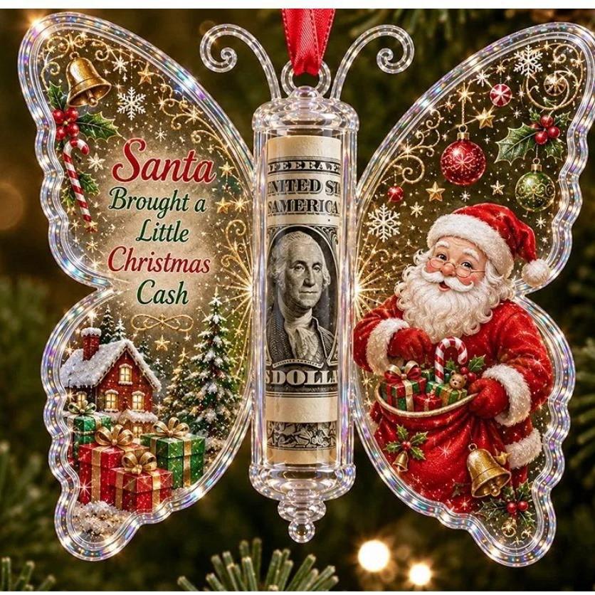 Acrylic Christmas Hanging Ornaments Printed Santa Snowman Reindeer Pendants for Tree Decoration