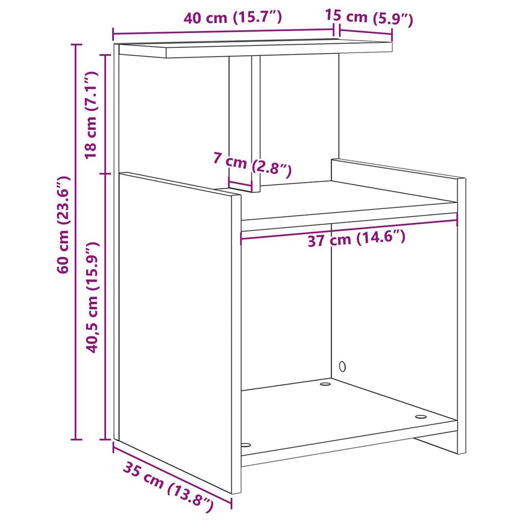 vidaXL Nachttisch Artisan Eiche 40x35x60 Cm Holzwerkstoff