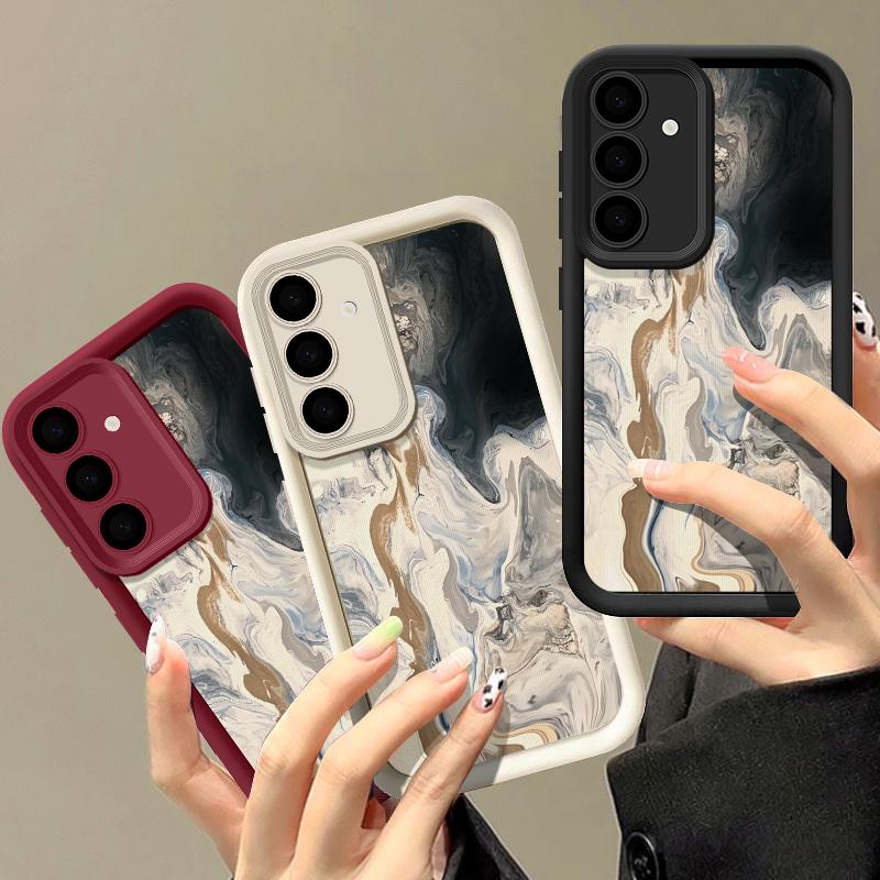 Pentru Samsung S24 FE S23 Ultra S22 Plus S21 S20 FE A55 A54 A52 A34 A15 A14 Husa rezistenta la socuri Cerneala Textura de marmura Husa de telefon moale din silicon