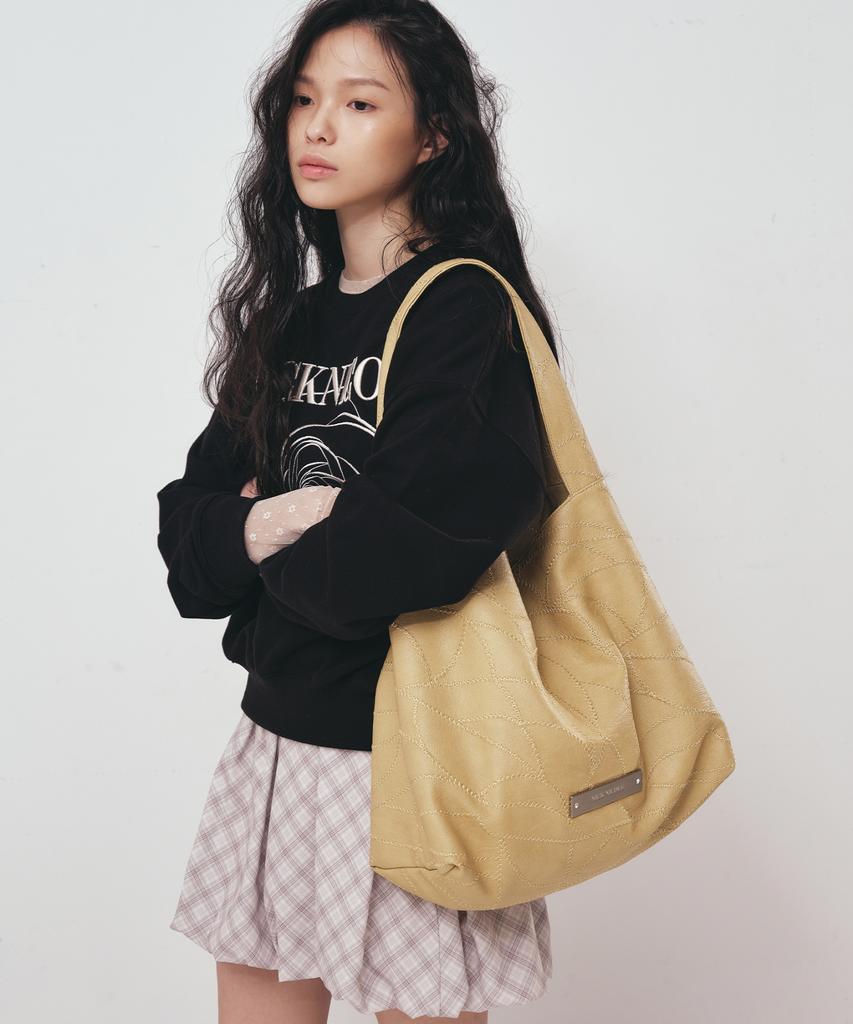 Nick&Nicole Leather Wrinkle Tote Bag_Butter