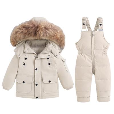 Winter Baby Down Jacket for Boys and Girls Two-piece Suit for 1-5 Years Old Overalls Jumpsuit