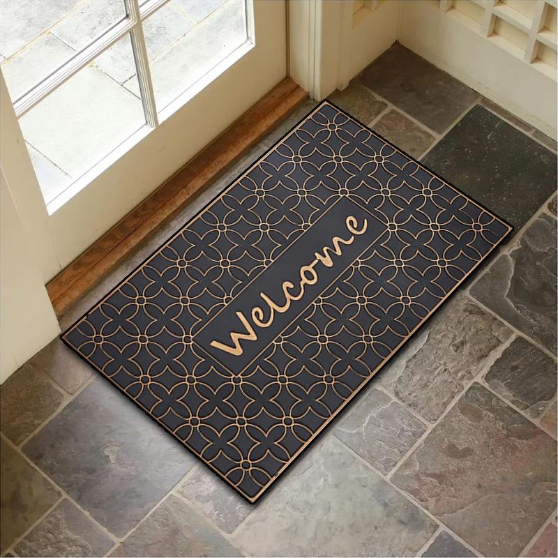 Patterned Tile Series Floor Mat - Minimalist Decorative Rug for Entrance Kitchen Bathroom Contemporary Home Decoration Beautiful