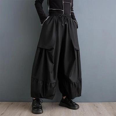 Μαύρο Plus μέγεθος Vintage ψηλόμεσο Casual χαλαρό άνοιξη Φθινόπωρο Καλοκαίρι φαρδύ παντελόνι Γυναικείο παντελόνι