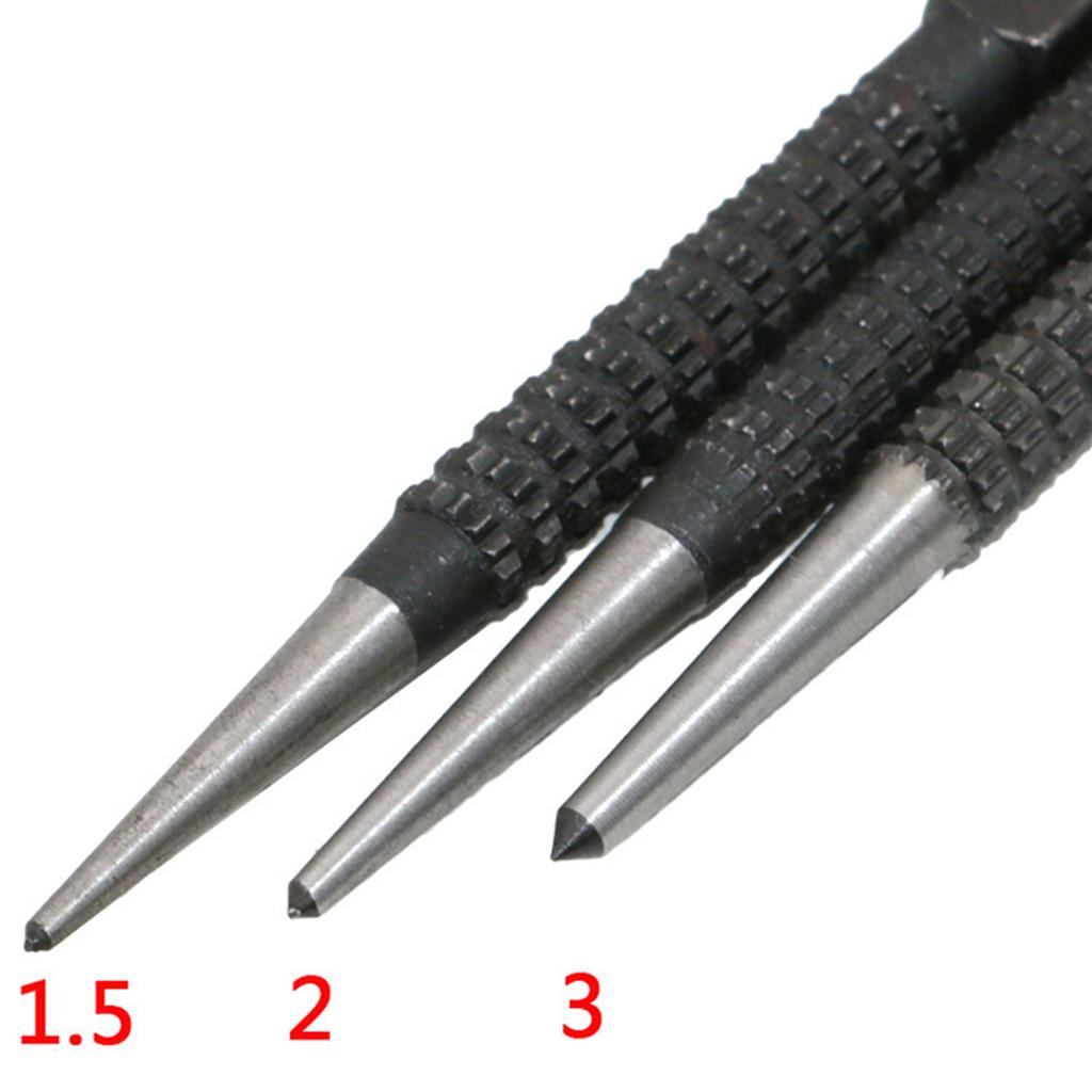 3Pcs High Hardness Sample Center Punch Non-slip Center Punch Set Cylindrical Center Punch for Machinists and Carpenters