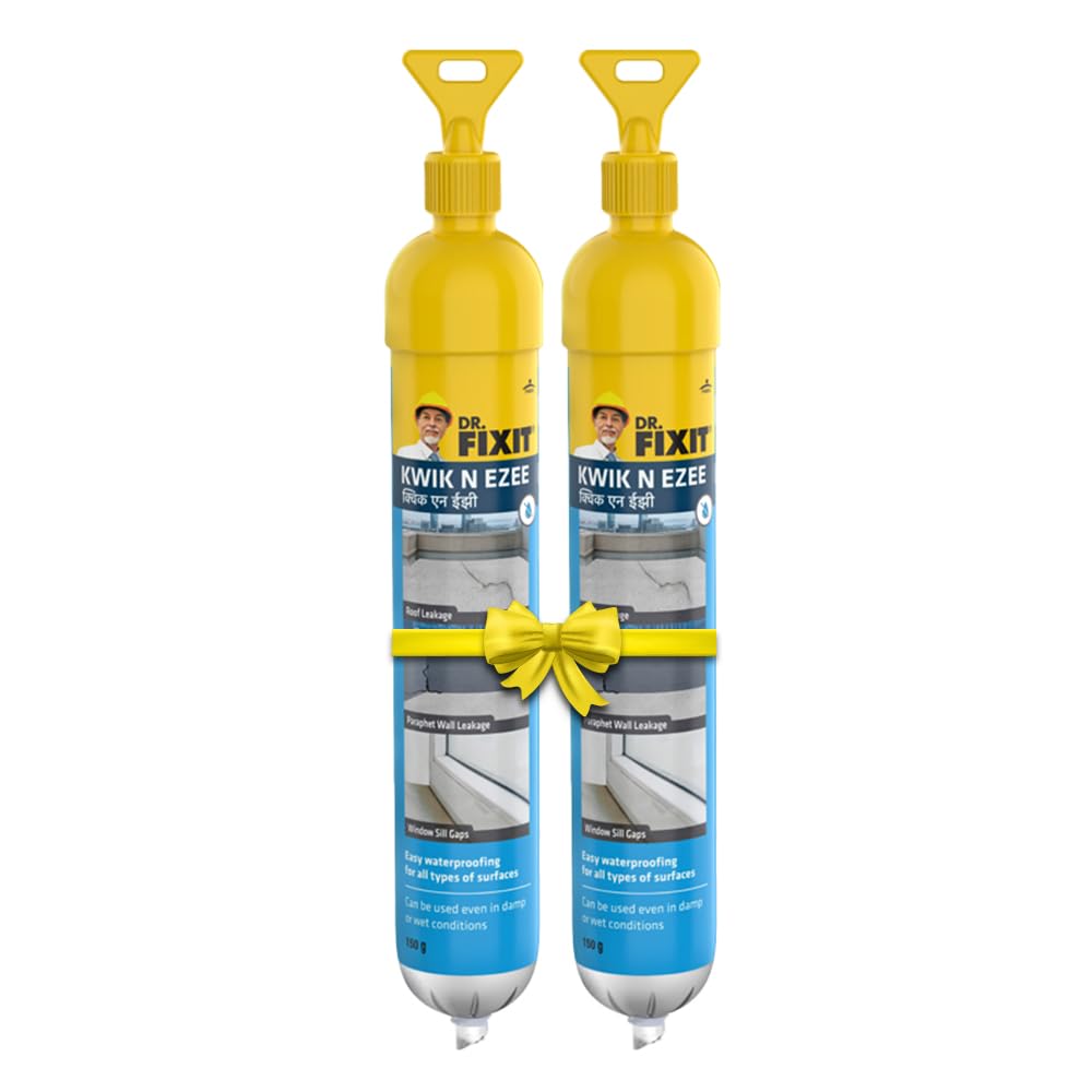 Dr. Fixit Kwik N Ezee Relleno para Grietas y Huecos en Paredes Paquete de 2 150g Sellador Blanco Impermeable para Reparaciones del Hogar