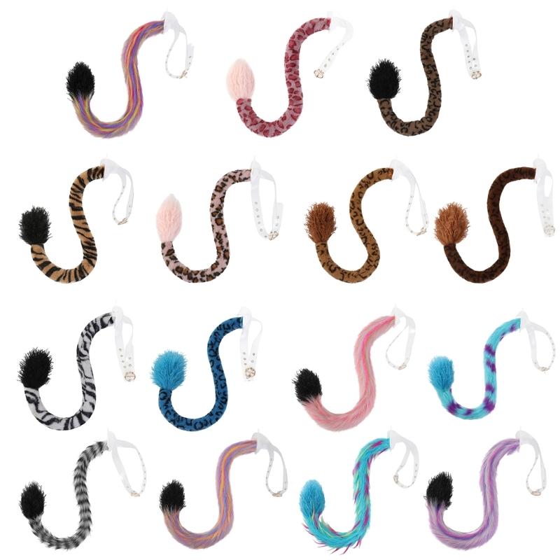 Faux Furs Foxes Costume Tail Adult/Teen Cosplay Halloween Christmas Party Costume Adjustable Cats Dog Wolf Leopards Tail