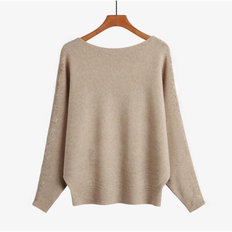

Loose Casual Fashion Bat Long Sleeve Women Sweater Solid Color Pullover Autumn Winter Knitted Tops Elegant Simple Sweaters Basic Clothing one size