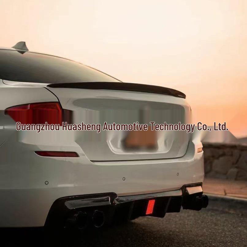 BMW 5 Series Carbon Fiber Rear Lip, M5 Style, Compatible with Lights On 530li.