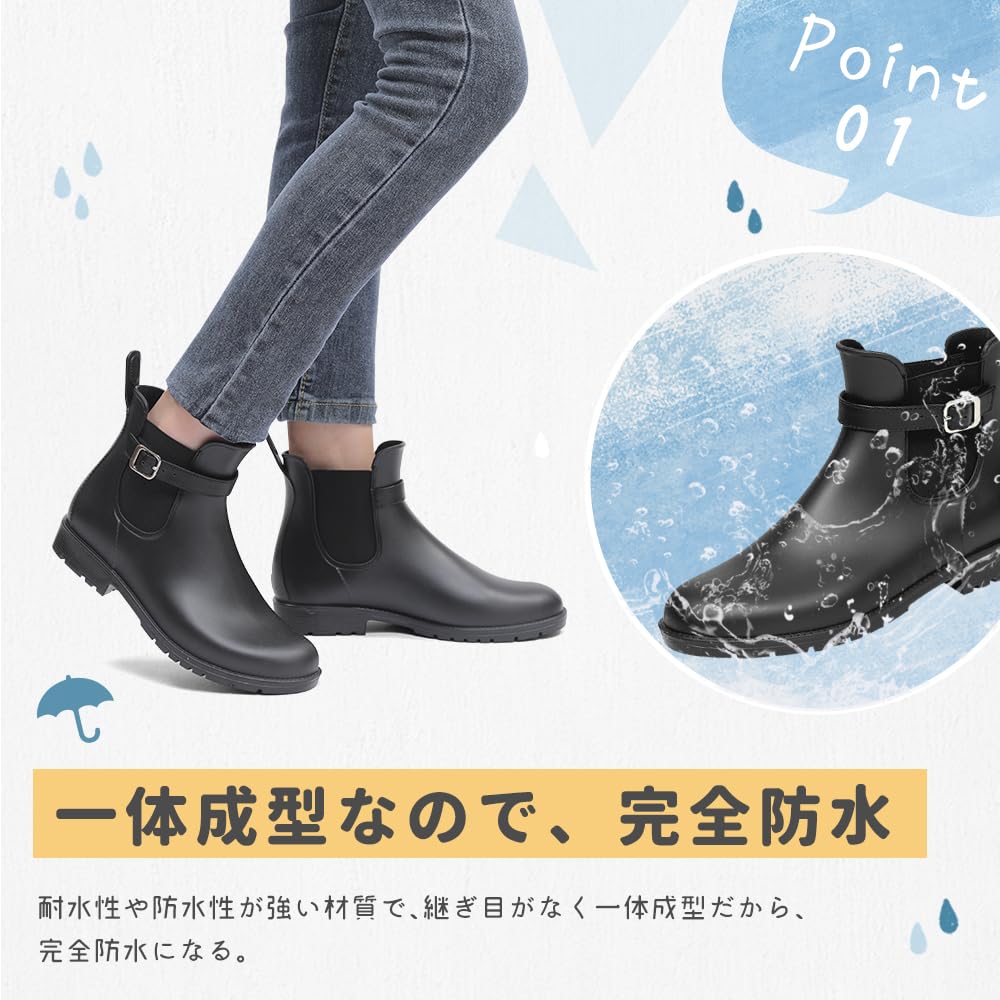 PAFHL Short Rain Boots with Side Stylish Waterproof Easy To Perfect for Rainy and Fishing Size Women's Gore, Non-Slip Design, Wear, School, Work,