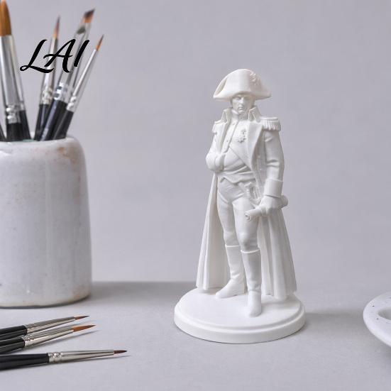 DIY Paintable Statue 3D Printed Napoleon with Military Coat Turban & Scroll Vintage Historical Desktop Decor Matte White Figurine Figurine,