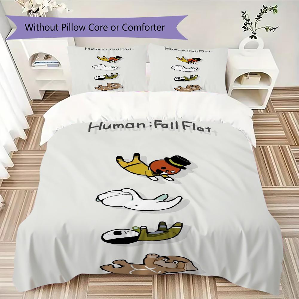 human fall flat Pattern Bedding,Quilt Set Quilt Cover Pillowcase Home Birthday Gift(1 * duvet cover + 2 * pillowcase, without core)_lx