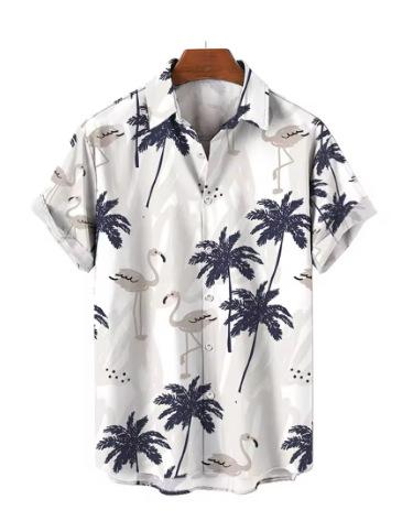 Hawaiian Palm Tree 3D Printed Shirt Cool Summer Street Short Sleeve Shirt Top Lapel Button Ultra