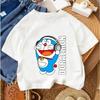 2026 Summer Boys and Girls Round Neck T-Shirt Cute Cartoon Doraemon Fashion
