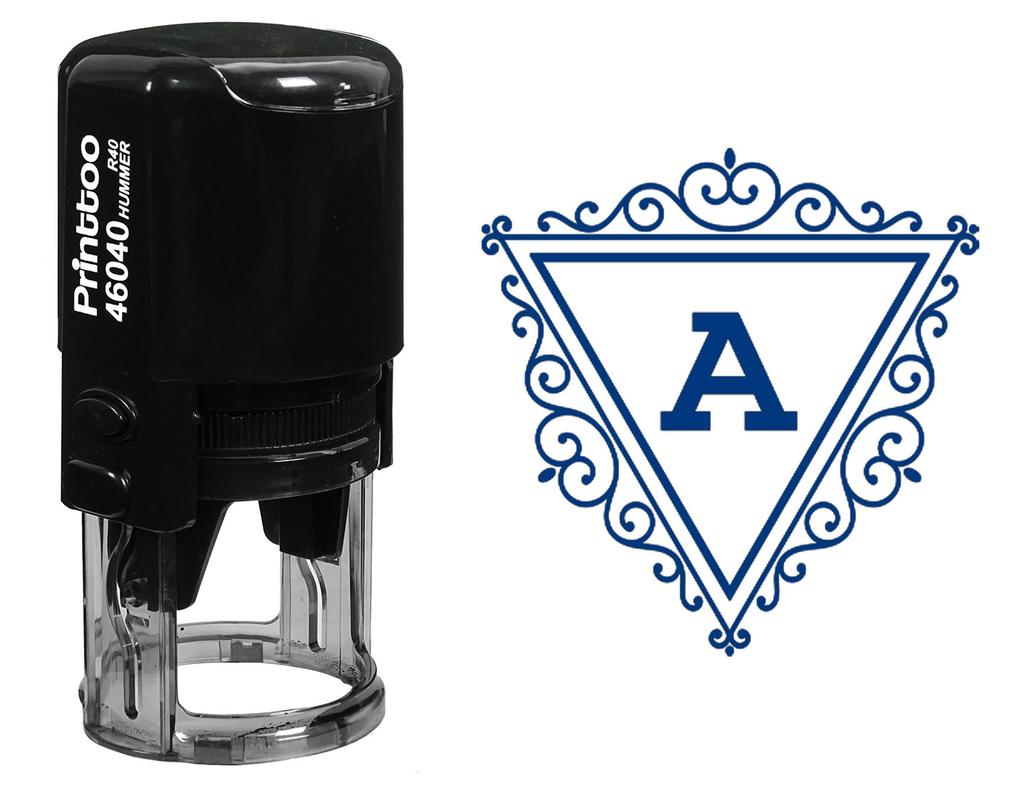 Printtoo R-40 Swirl Border Triangle A Alphabet Monogram Initial Self Inking Rubber Stamp Office