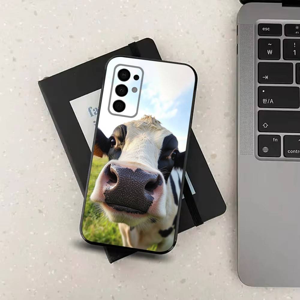 Animal Cute Dairy Cow Phone Case For Samsung Galaxy A73,31,32,72,41,J7,8,9,53,52,71,22,Note Soft Black Silicone Cover