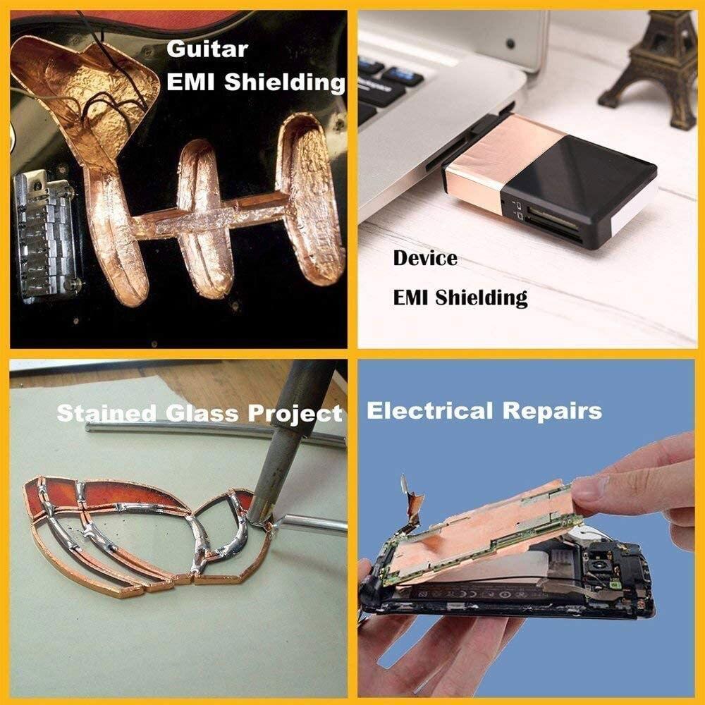 Taśma z folii miedzianej 20M z dwustronnym klejem przewodzącym do ekranowania EMI gitary Rzemiosło Naprawy elektryczne Obwód uziemiający