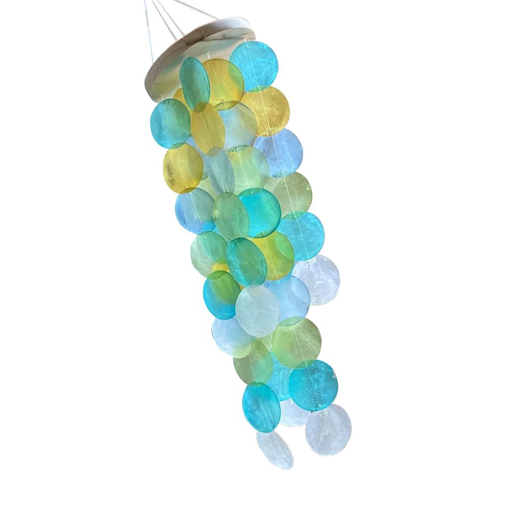 Coastal Type Windchime Decorative Colored Capiz Shells Wind Chimes for Indoor and Outdoor Space for Home Garden