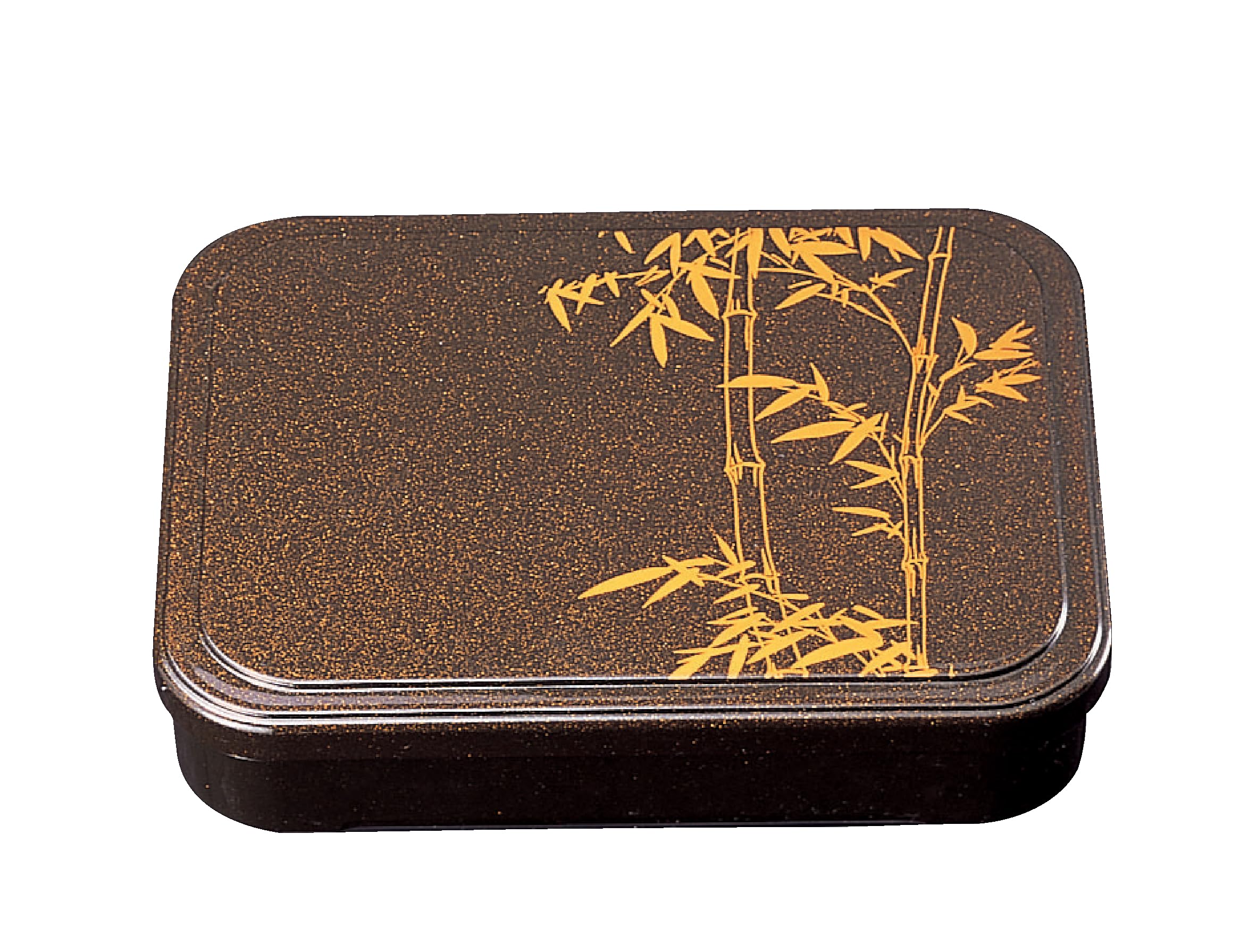 Wakaizumi Lacquerware ATA Long Bento Box with Rounded Pearl Bamboo Vermilion 9-inch Corners, (with Divider) F-2-14