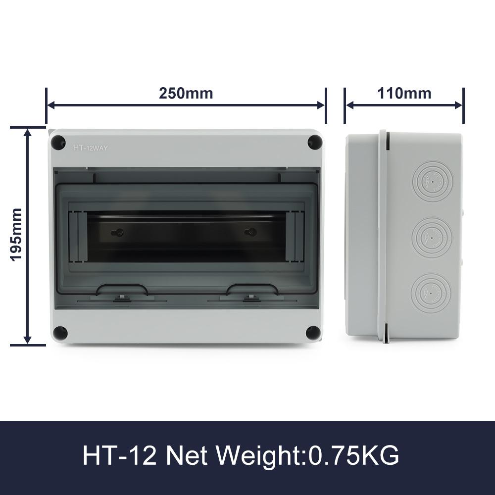 IP65 Waterproof Distribution Box HT-5/8/12/15/18/24 Way ABS Plastic Material Transparent Visual Window Wall-mounted Outdoor Use