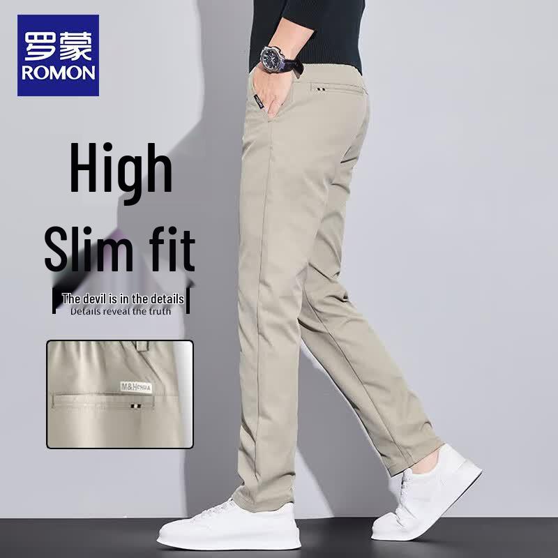 ROMON Men's Summer Straight-Leg Casual Pants