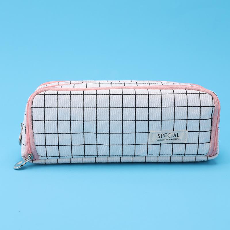 Trousse à crayons double fermeture multi-fonctionnelle grande capacité pour étudiant