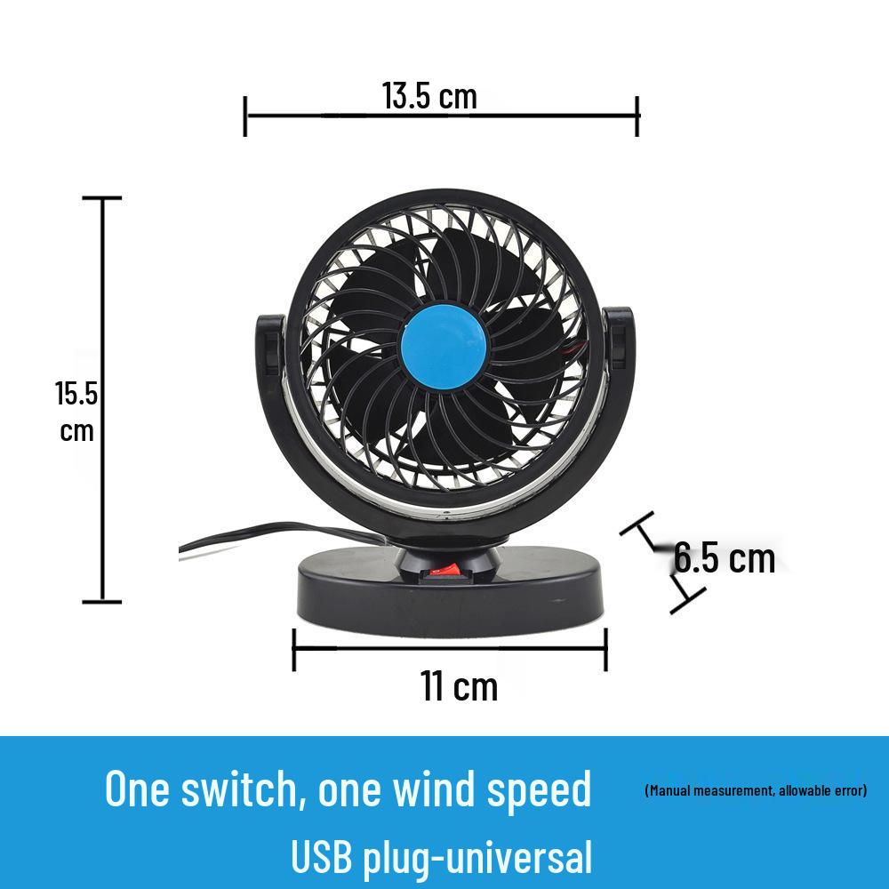 Dual-Head Car Fan 12V/24V for Trucks and Sedans