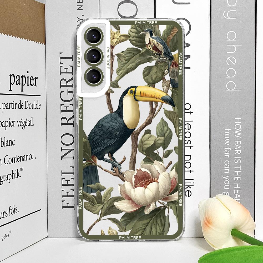 

Monstera Leaves Palm Tree Flowers Bird Clear Phone Case for Realme 12 10 11 9 Pro Plus 8i 9 7i PRO C75 C64 C31 C53 5G Soft Cover realme C12