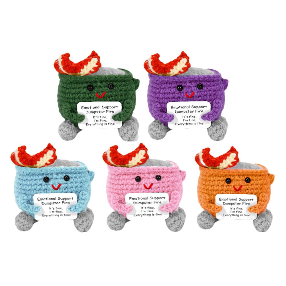Crochet Dumpster Fire Cute Emotional Support Dumpster Fire Positive Crochet Dumpster Fire Office and Home Decoration Gifts
