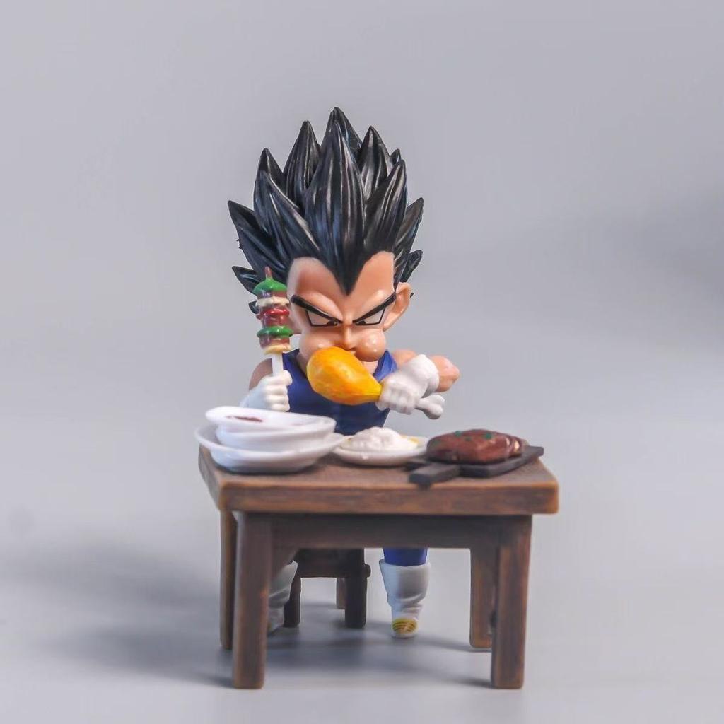 Toys Model Dragon Ball Z Vegeta Figure Son Goku eating 8cm Pvc Action Figures Collection For Christmas Gifts Children