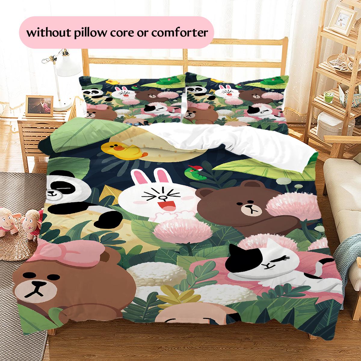 

LINE FRIENDS Cute Style Pattern Bedding Home Decoration Birthday & Festival Gift (1 * duvet cover + 2 * pillowcase, without core) 135x200cm