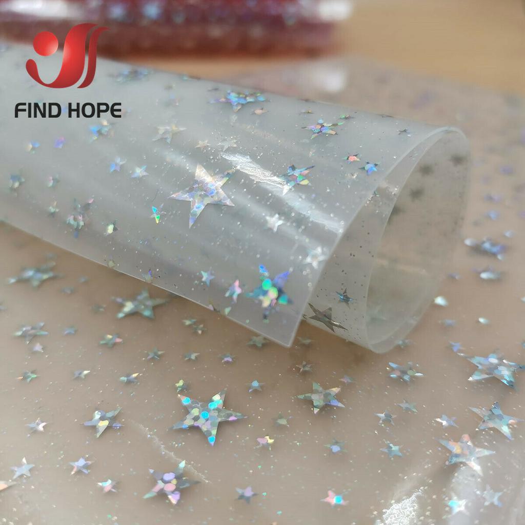 A4 opalizujący holograficzny blask pcv winyl błyszczący gwiazda tkanina błyszczący przezroczysty przezroczysty DIY Handmade Bow Craft torby arkusze
