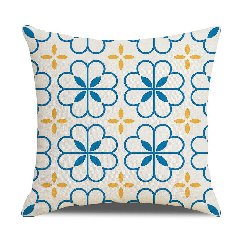 Nordic Yellow Ethnic Style Geometric Linen Cotton Linen Cushion Cover Sofa Car Interior Decoration Bedside Backrest Pillow Ins