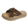 Slippers cross thick-soled slippers women's 2025 summer new printed thick-soled outer wear fashionable cool slippers women
