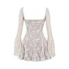 European and American women's clothing 2026 summer skirt new INS temperament lace square collar micro-horn sleeve waist-wrapped hip skirt, women