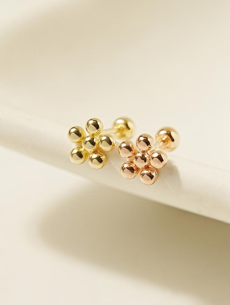 Minimalpiercing 14K Daily Ball Flower Piercing Earrings