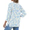 Women's Casual Fashion V-neck Loose Versatile Floral Print Three-quarter Sleeves