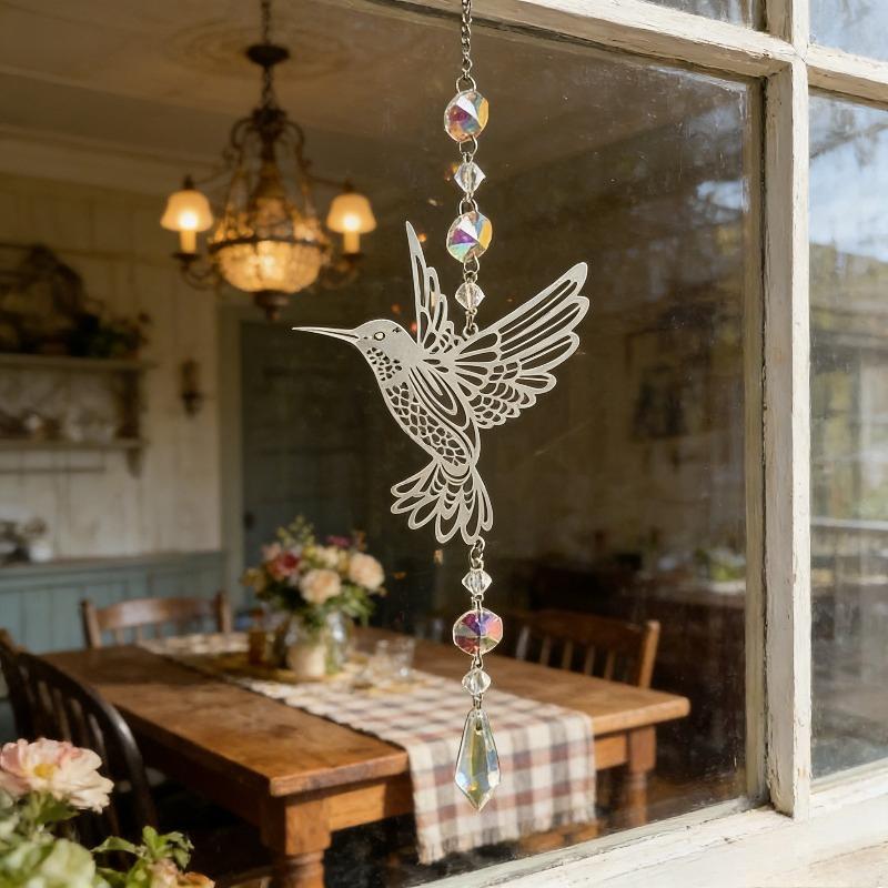 Wind Chime Crystal Sun Catcher Butterfly Glass Hang Bell Window Room Garden Home Decor Art Ornament Indoor Outdoor Elegant