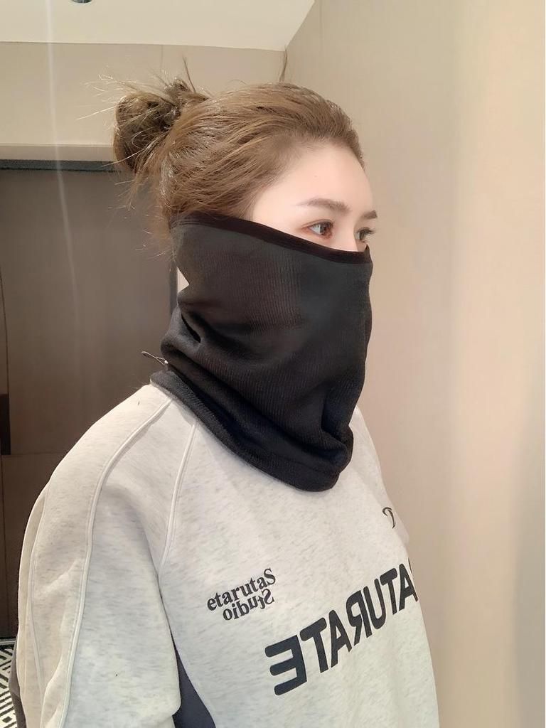 Wavy Fleece Striped Cycling Veil: Windproof, Cold-Proof Mask for Autumn & Winter