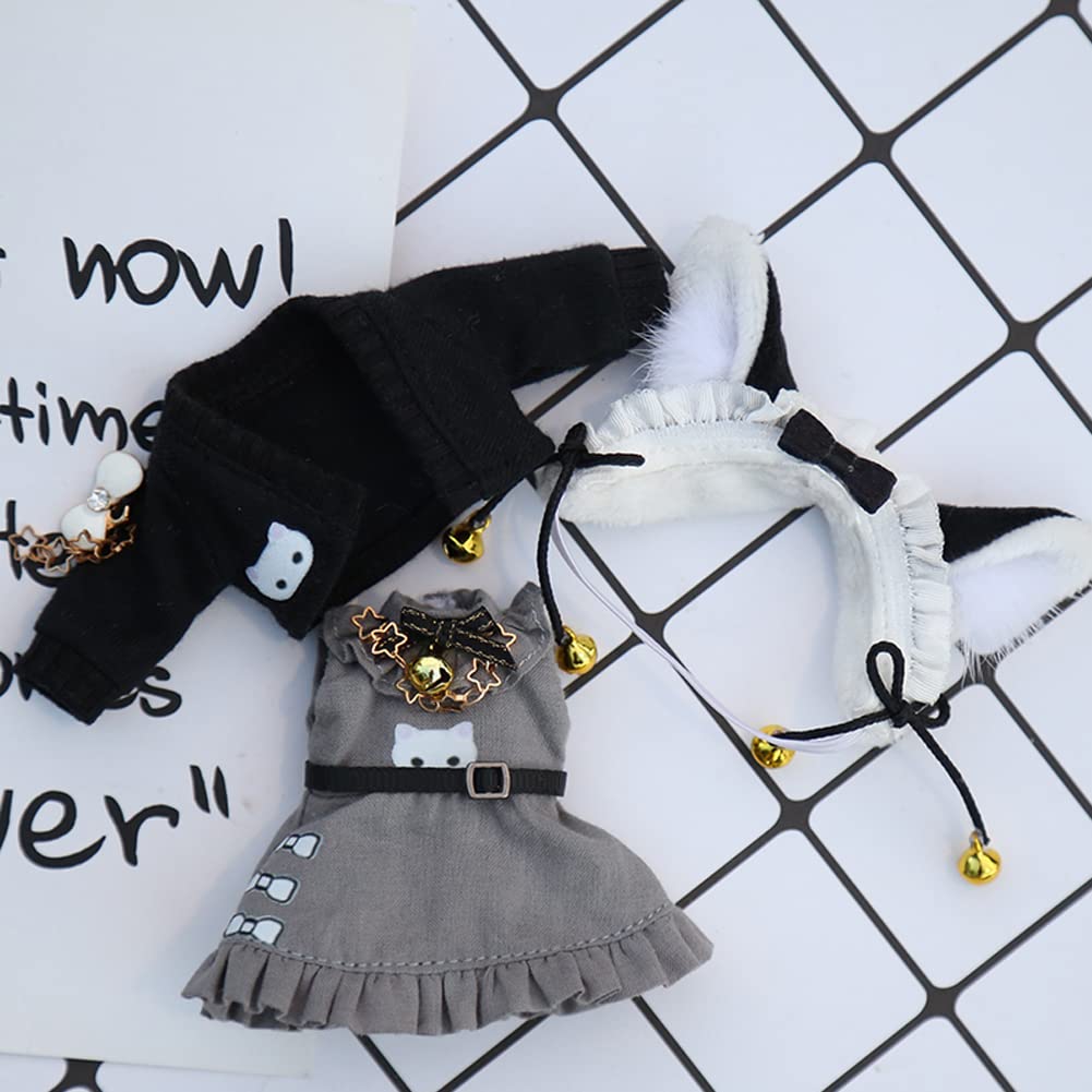 Rakulifey Obitsu 11 Clothing Set Clothes Dress Cat Clothing OB11 Size Costume Top 112 Doll Clothing Hair Accessory Obitsu Doll Clothing 3-piece Set