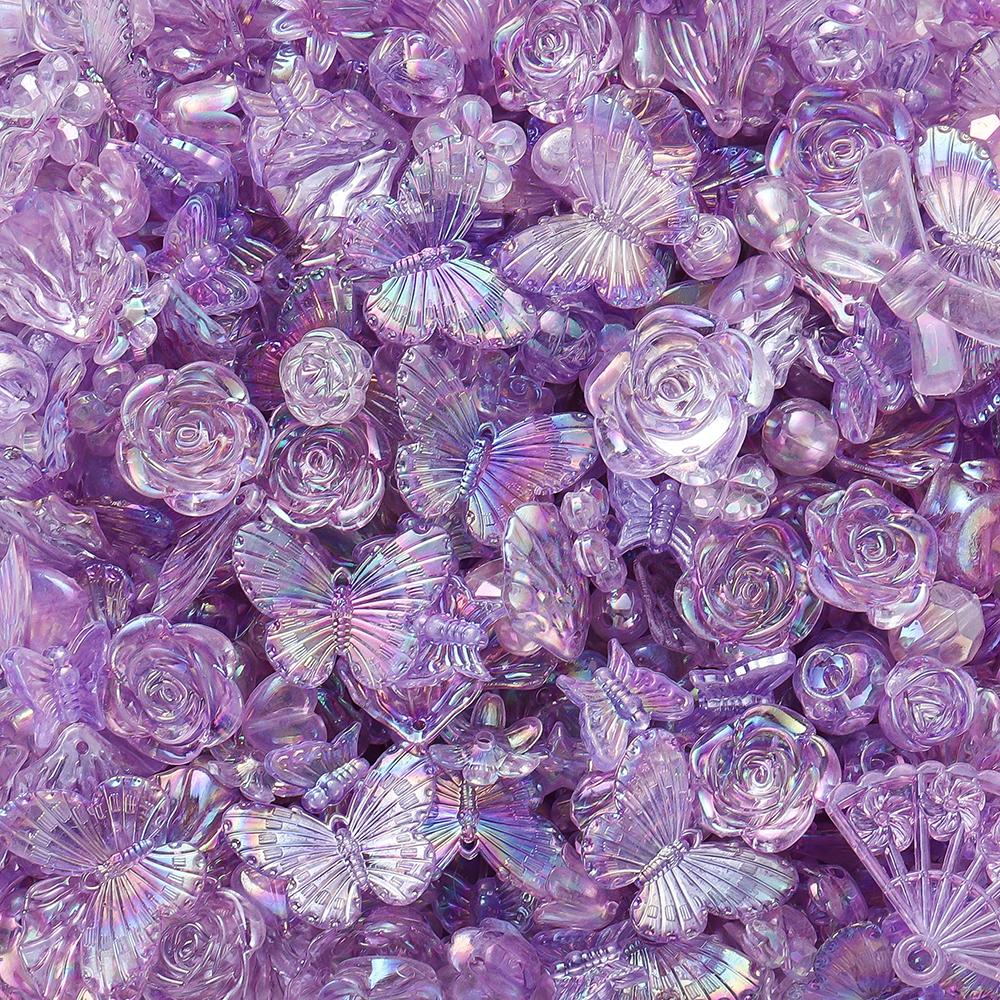 30g Colorful Mixed Butterfly Shell Acrylic Bead Loose Spacer Beads for DIY Necklace Bracelets Jewelry Making Accessories